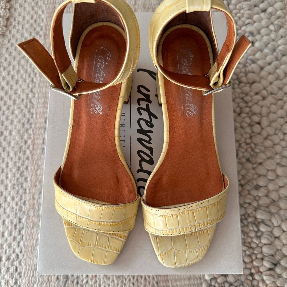 L'Intervalle Yellow Sandals with Block Heel
